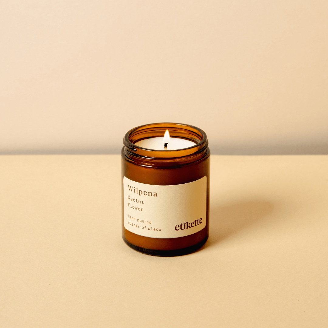 Etikette small candle- cactus flower