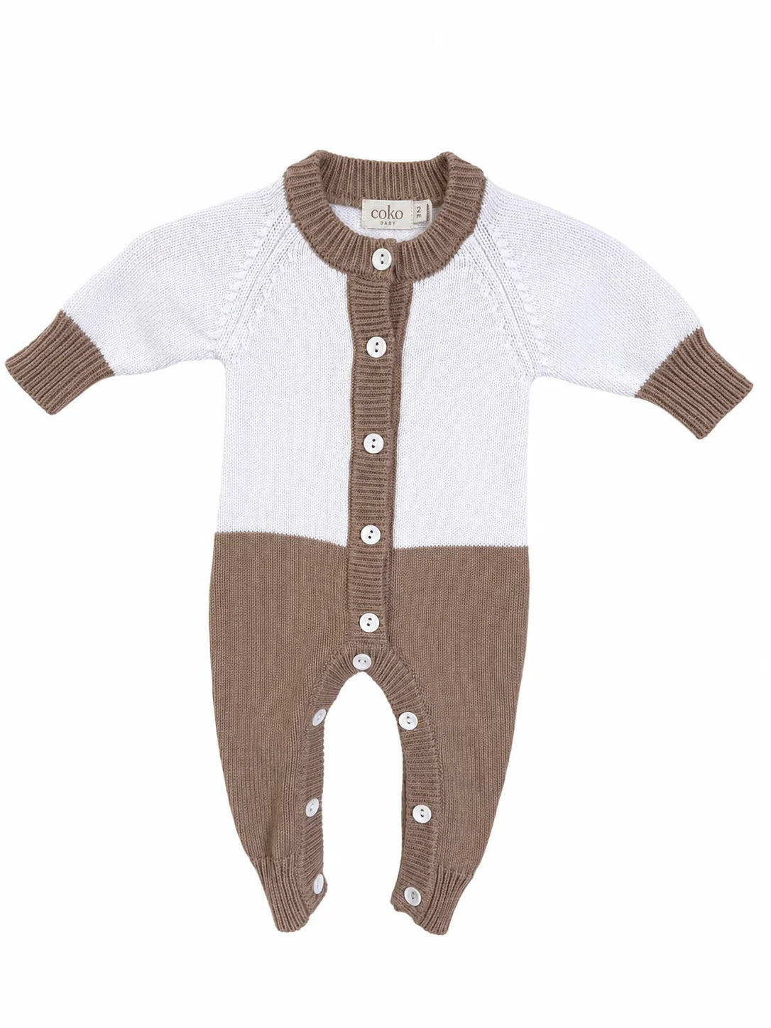 Coko baby milk & mocha onsie— 0-3mm