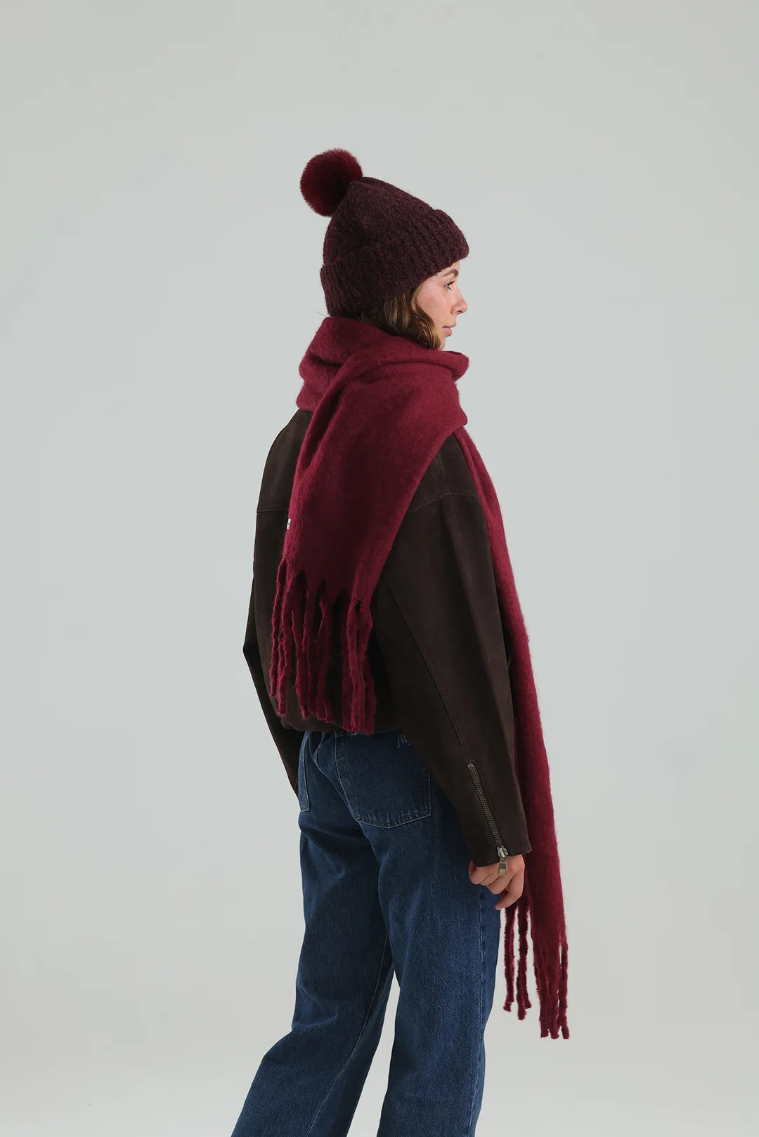 Morgan & Taylor - Elsie Boucle Beanie in Burgundy Red
