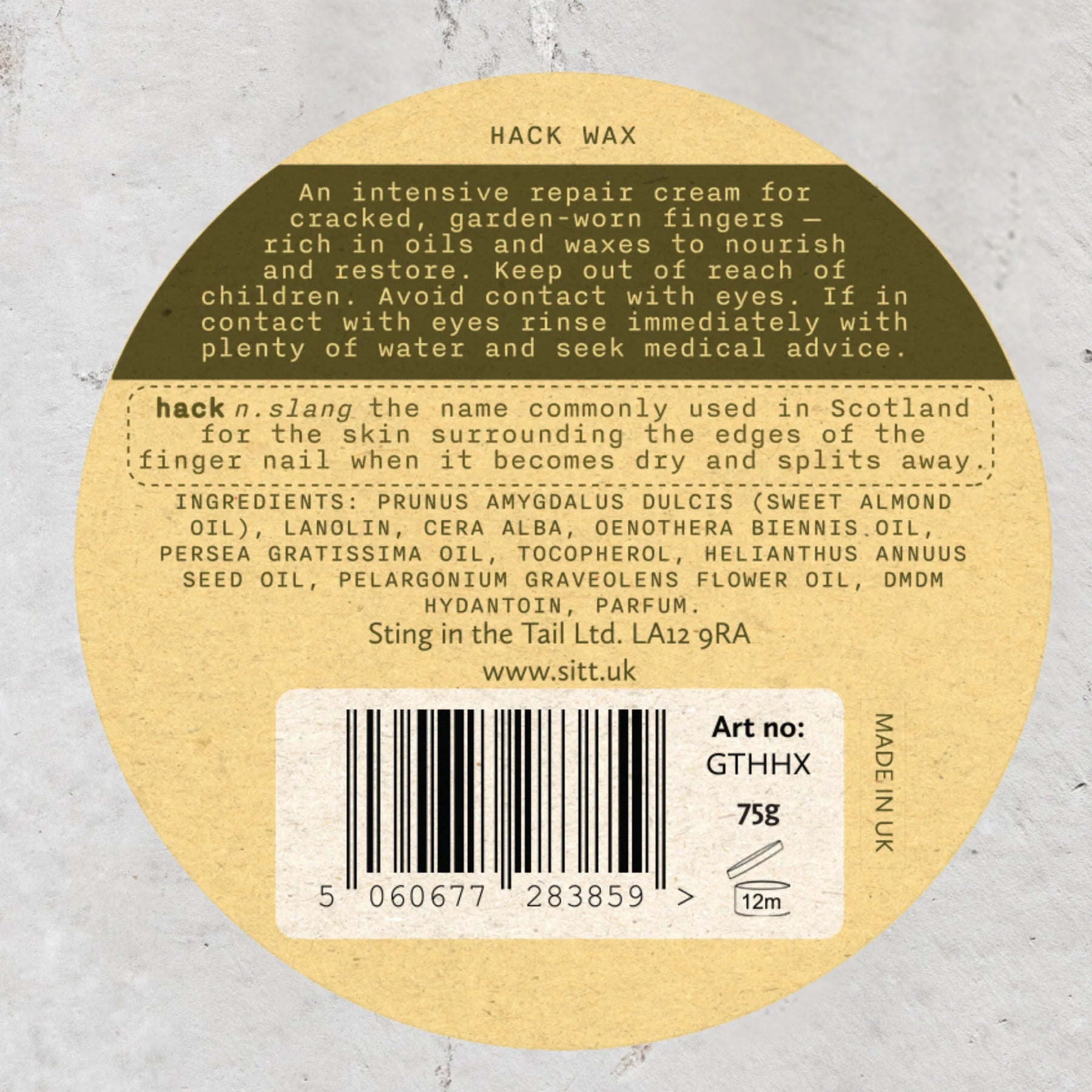 Gardener’s Hack Wax 75g | Protective Hand Balm for Gardeners