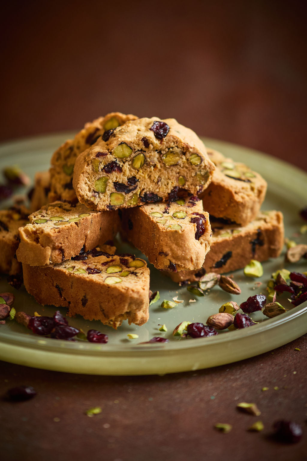 Pistachio cranberry biscotti