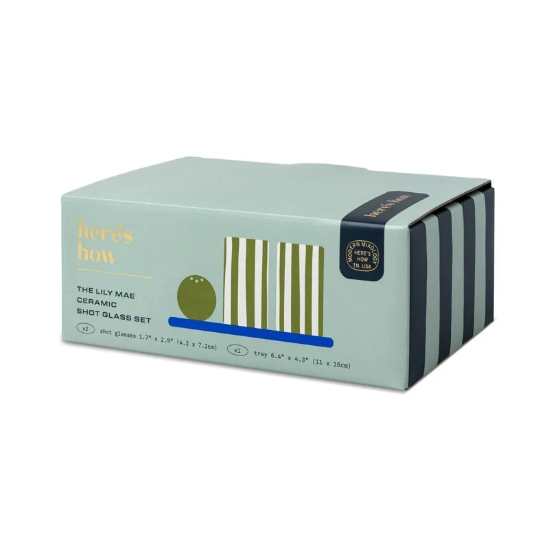 Here's How | The Lily Mae Ceramic Tequila Shot Glass Set - Cobalt + Olive