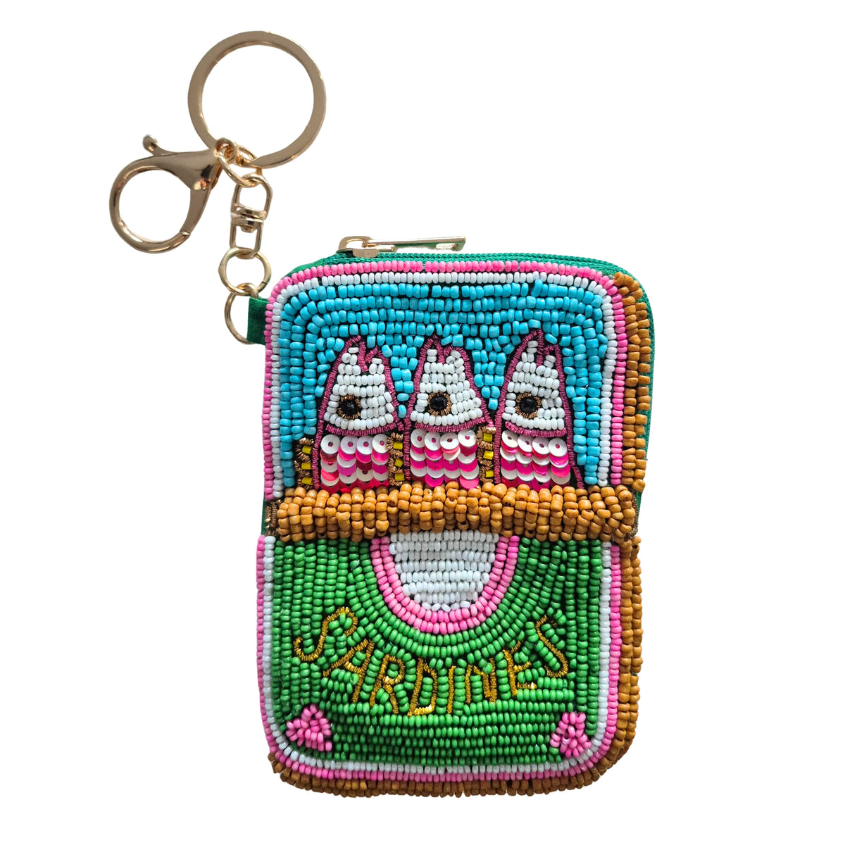 Sardines Beaded Purse Keychain