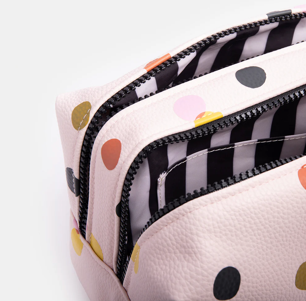 Caroline Gardener Pink Dotty Large Travel Wash Bag