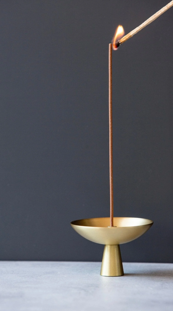 Alta Saturn Incense Holder Brass Finish