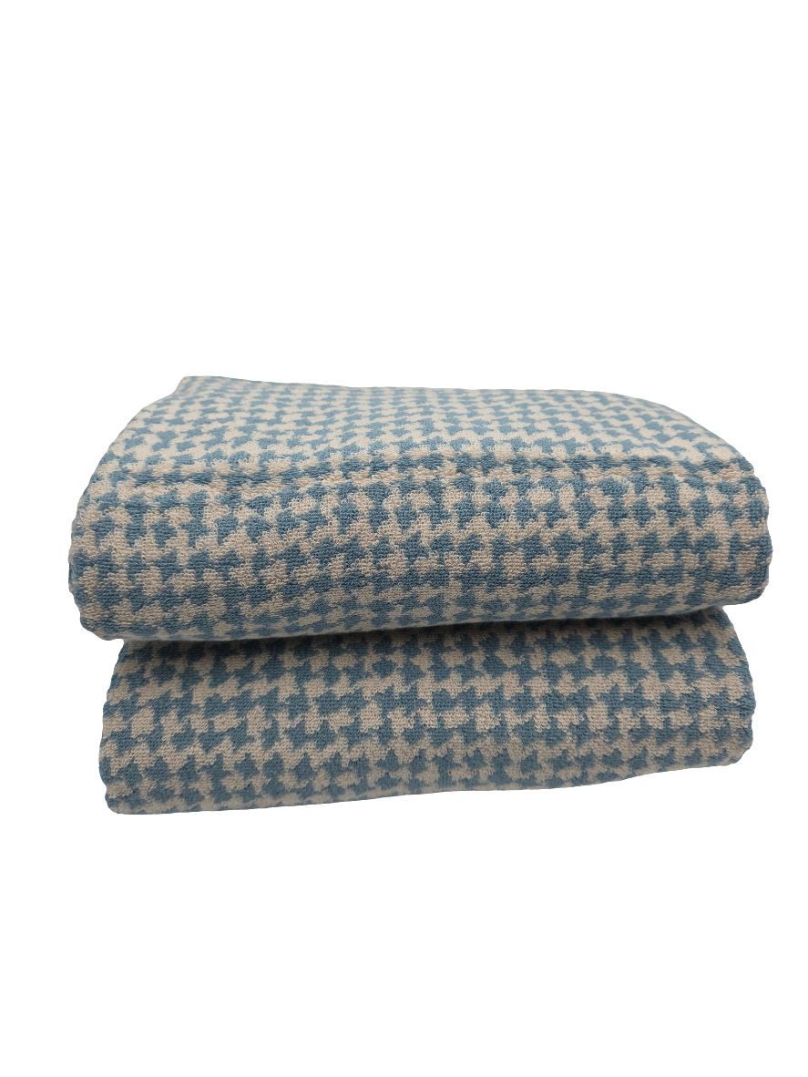 Fridah Houndstooh Blue Haze Bath Towel