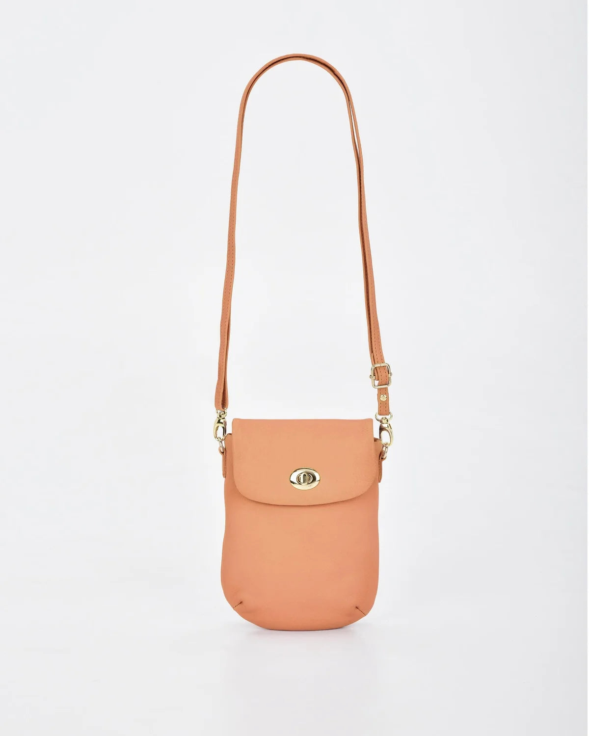 Leather crossbody bag- camel