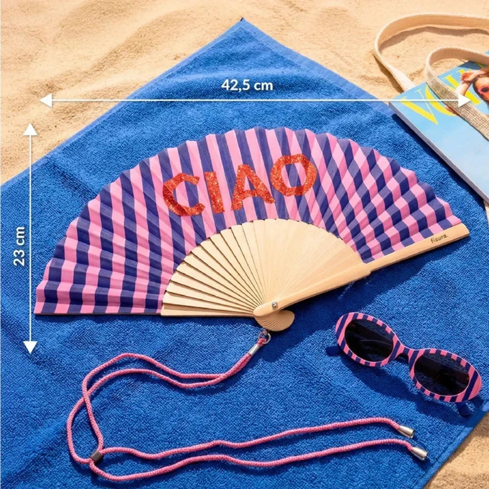 FISURA "Ciao" in Red Glitter Hand Fan