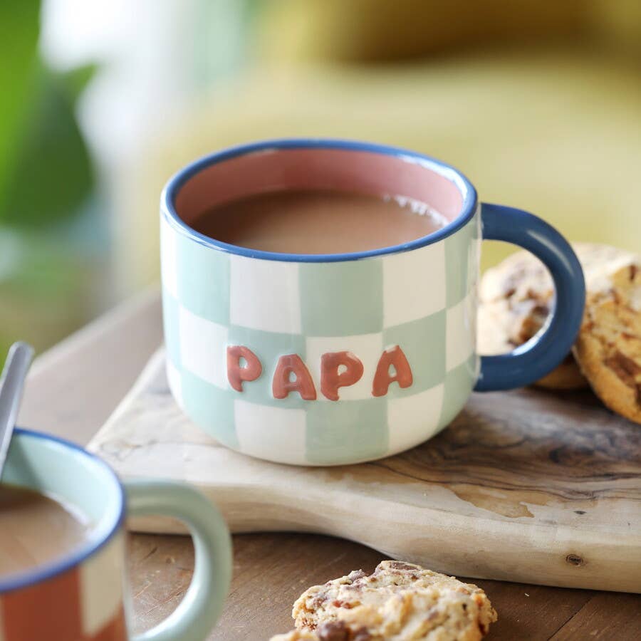 Ceramic Contrast Checkerboard Papa Mug