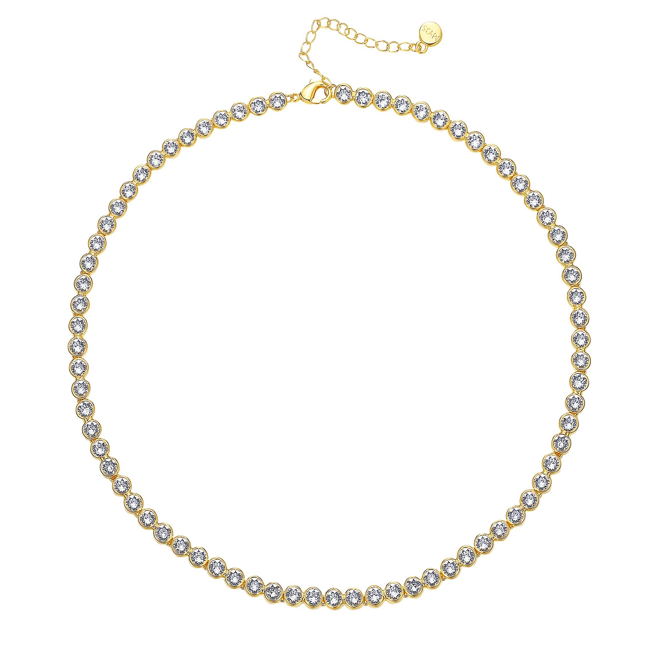 Tennis Necklace with Clear Swarovski Crystals Go|5-1267-GCLR