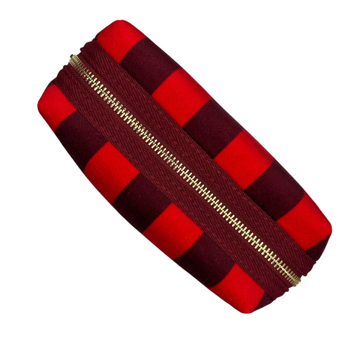 Red stripe makeup bag