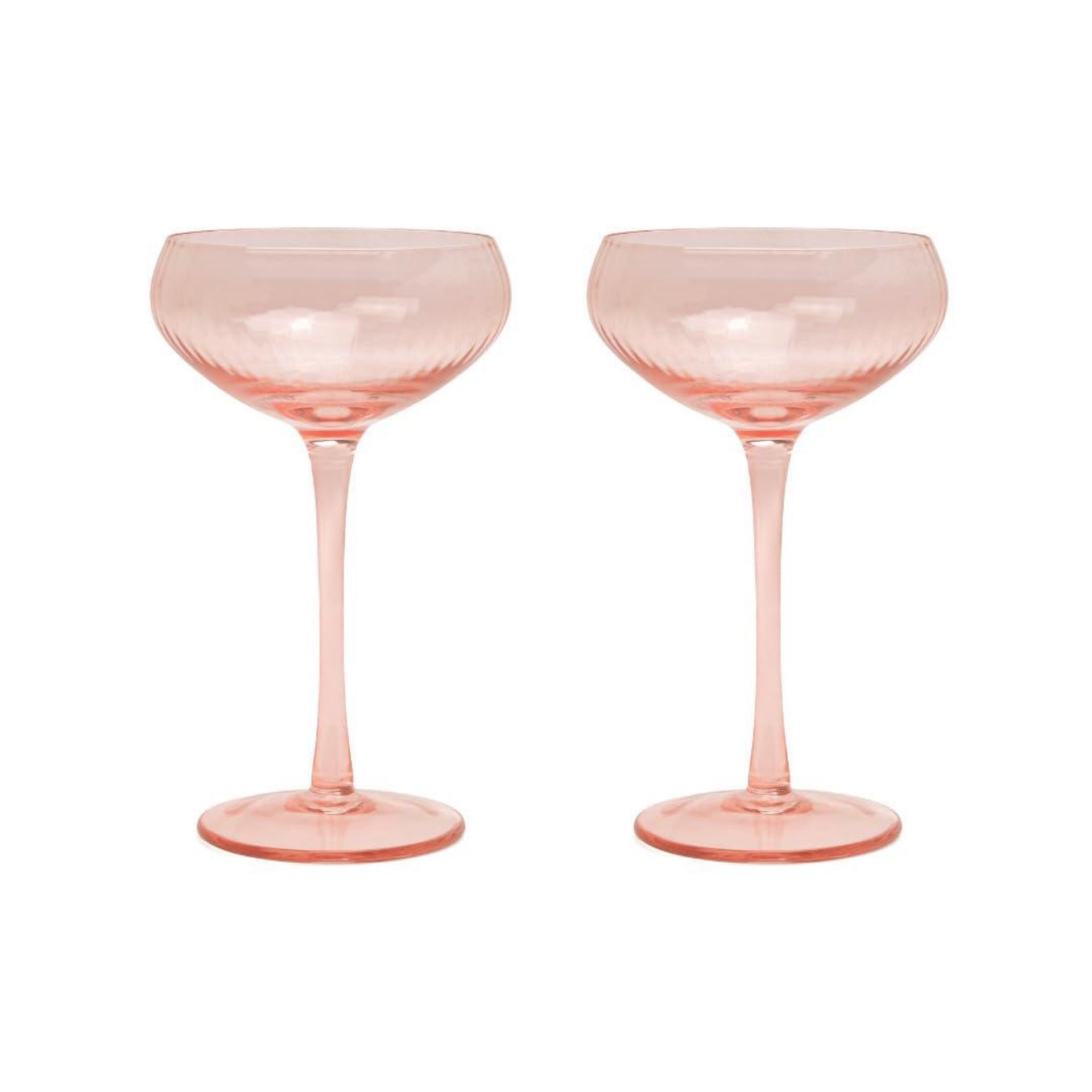 Here ' S How the Lou Coupe Glasses – Set of 2 Vintage Coupe Glasses for Champagne, Martinis & Cocktails, 100% Soda Lime Glass, Colorful Ribbed Glassware, 6oz