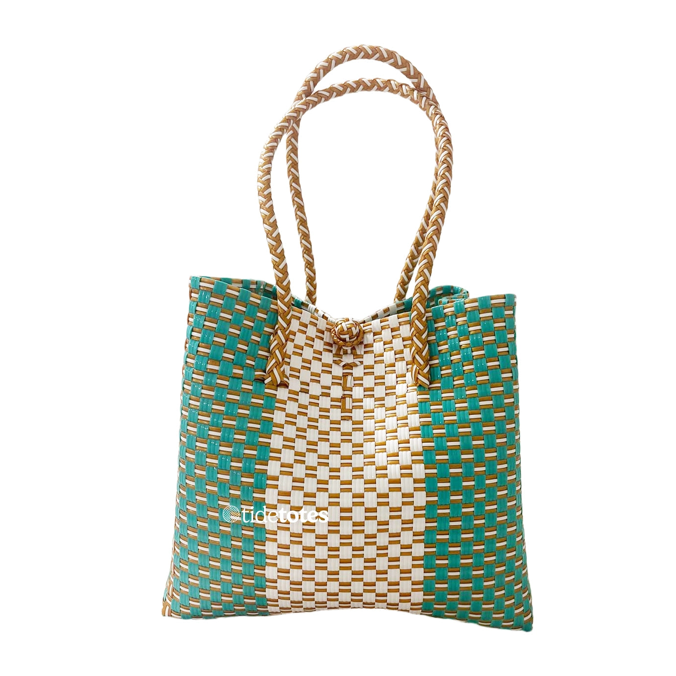 Duchess Amalfi – Aqua & Sand Woven Tote