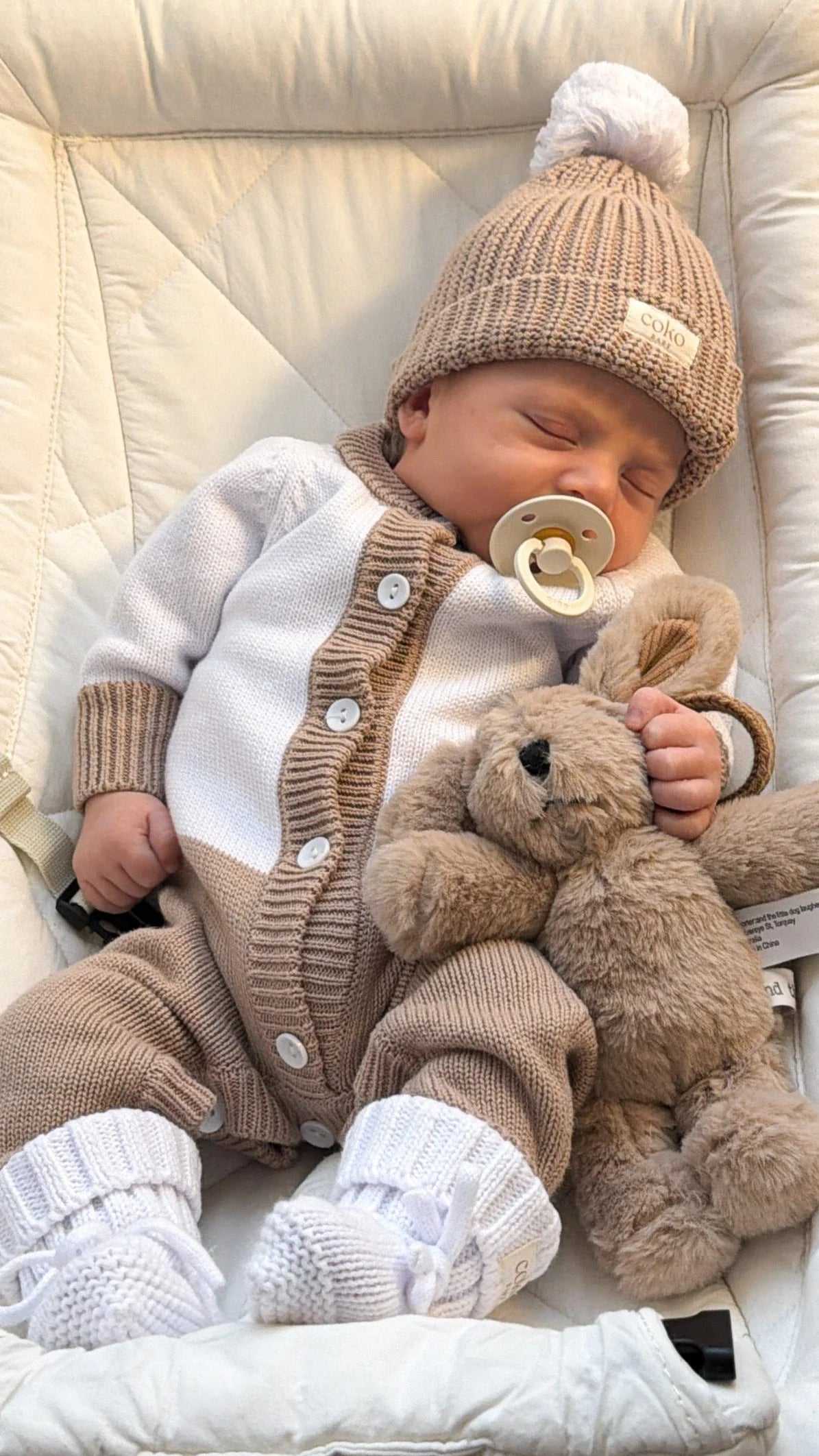 Coko baby milk & mocha onsie— 0-3mm
