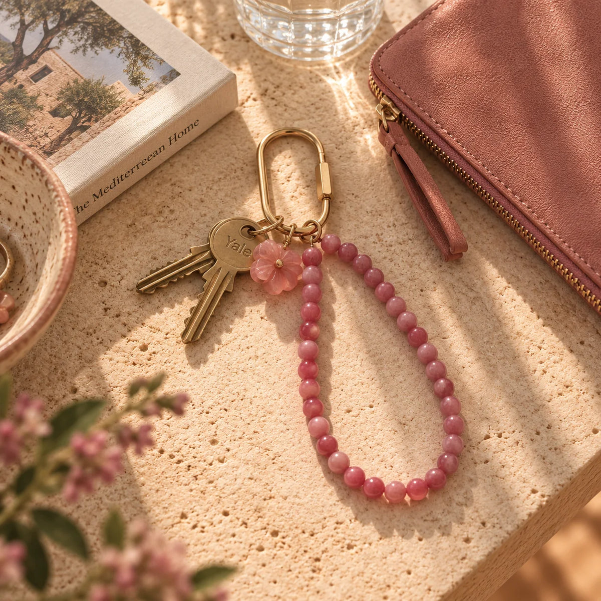 Gemstone Key Ring - Loop Fushia