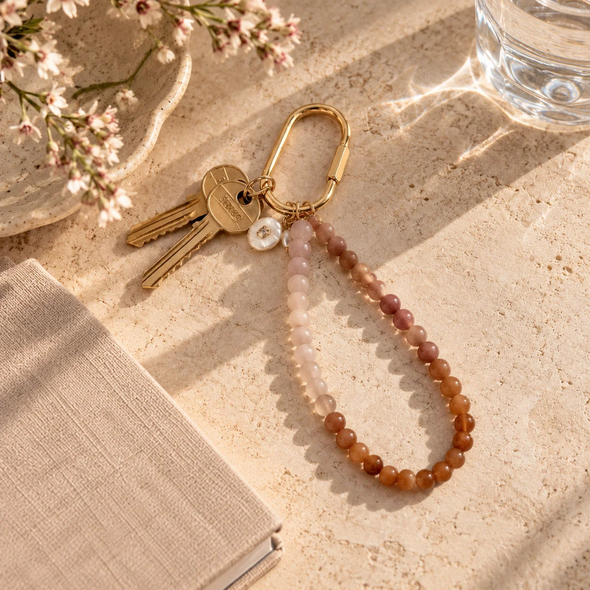 Gemstone Key Ring - Loop Rose
