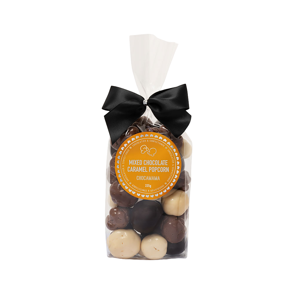 Chocamama mixed choc caramel popcorn 225g