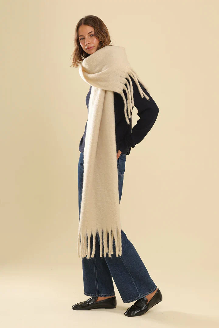 Cream Ella Woven Scarf