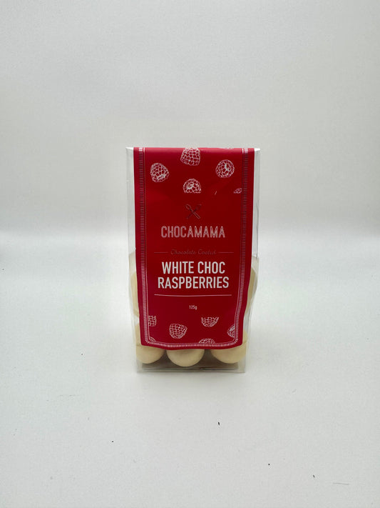White Choc Raspberries-125g