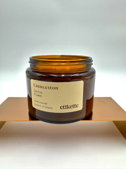 Etikette Cactus Flower Candle