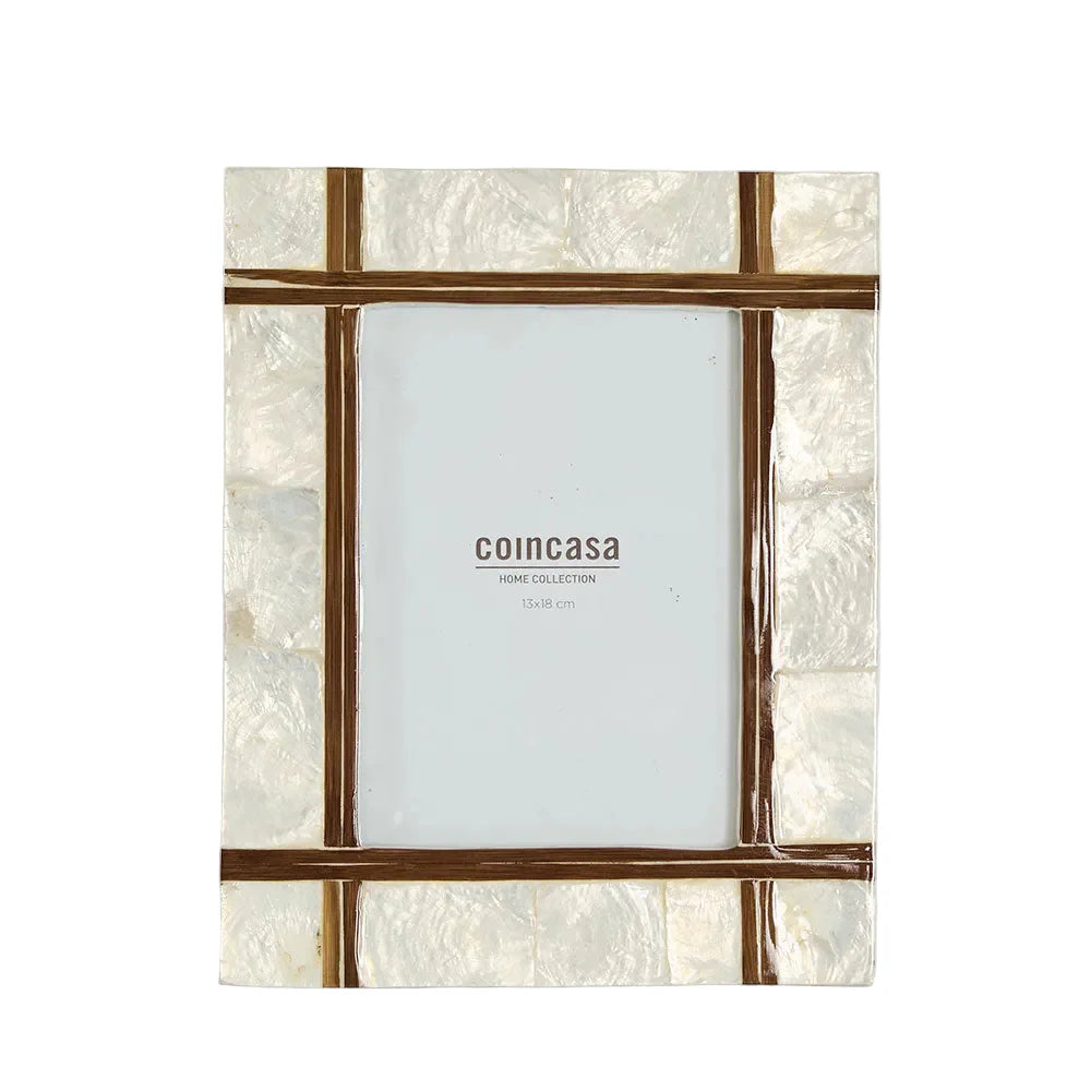 Raya White Shell & Bamboo 5x7 Photo Frame