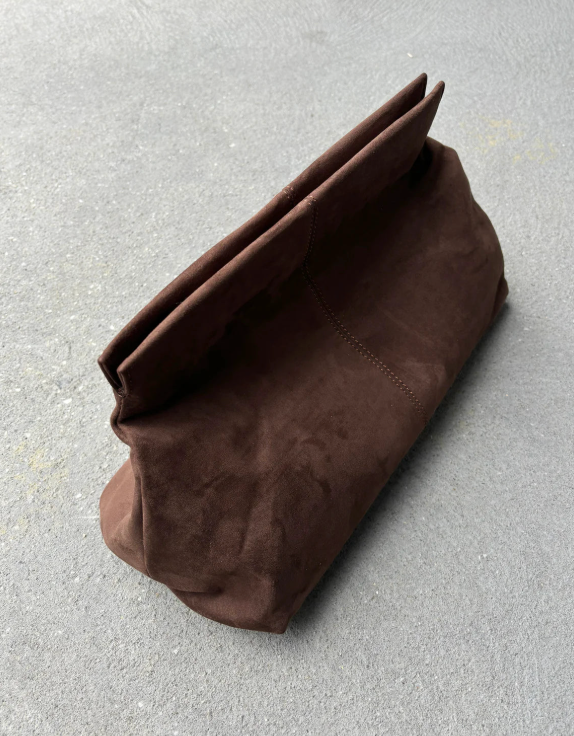 Becca Suede Clutch Bag Brown