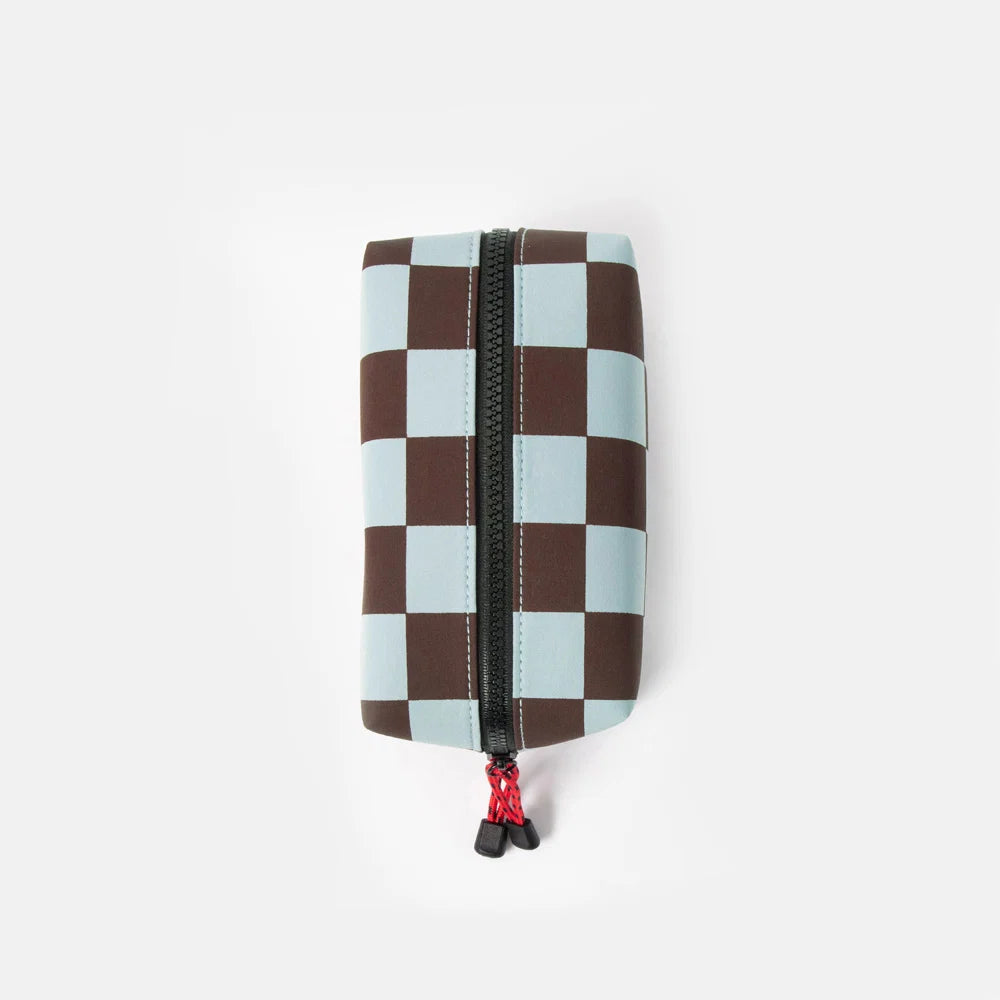 Caroline Gardner - Wine/Blue Check Grooming Bag
