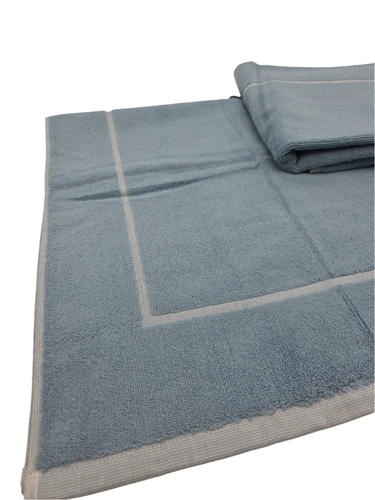 Border Bath Mat in Blue Haze