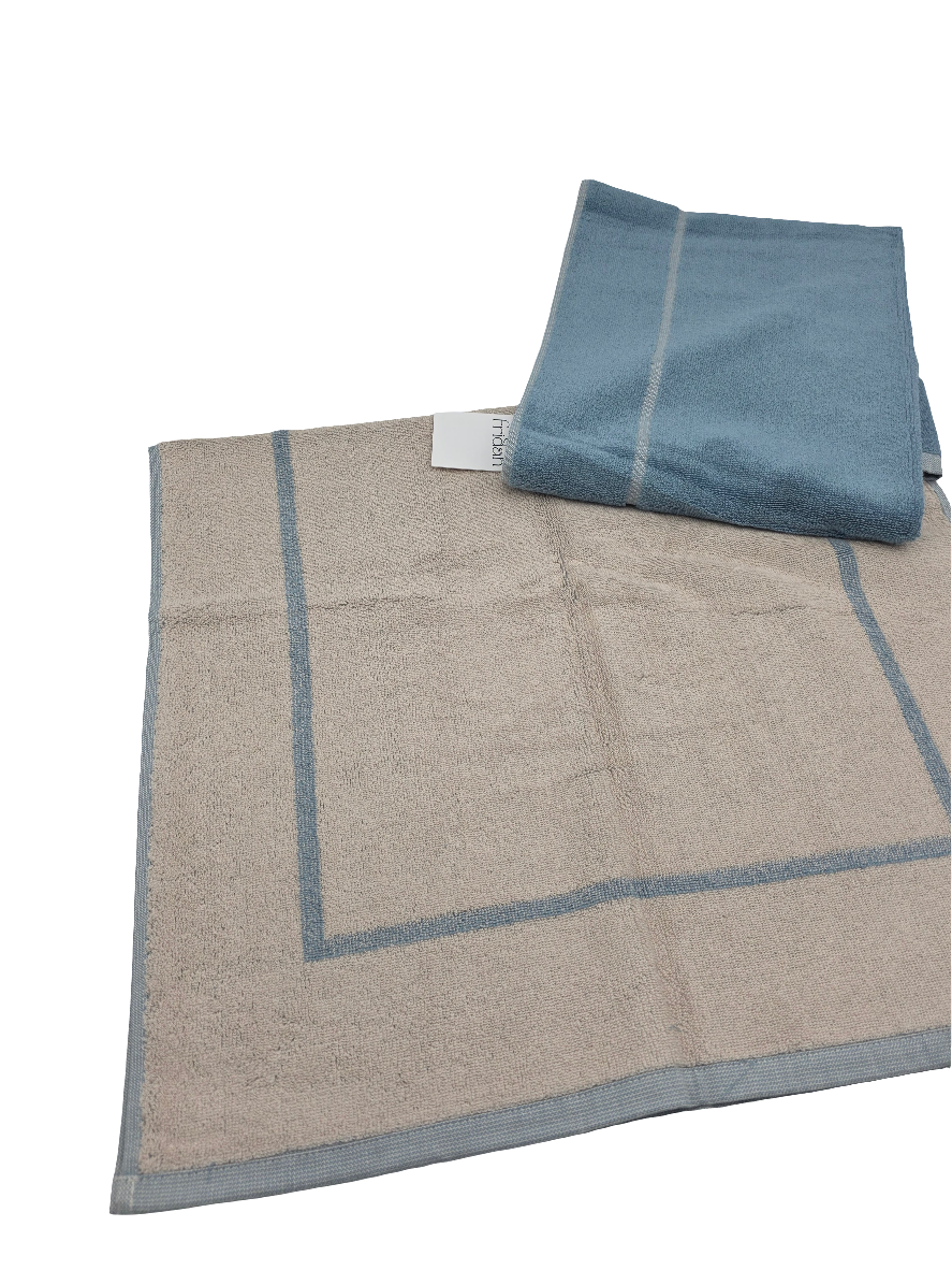 Border Bath Mat in Blue Haze