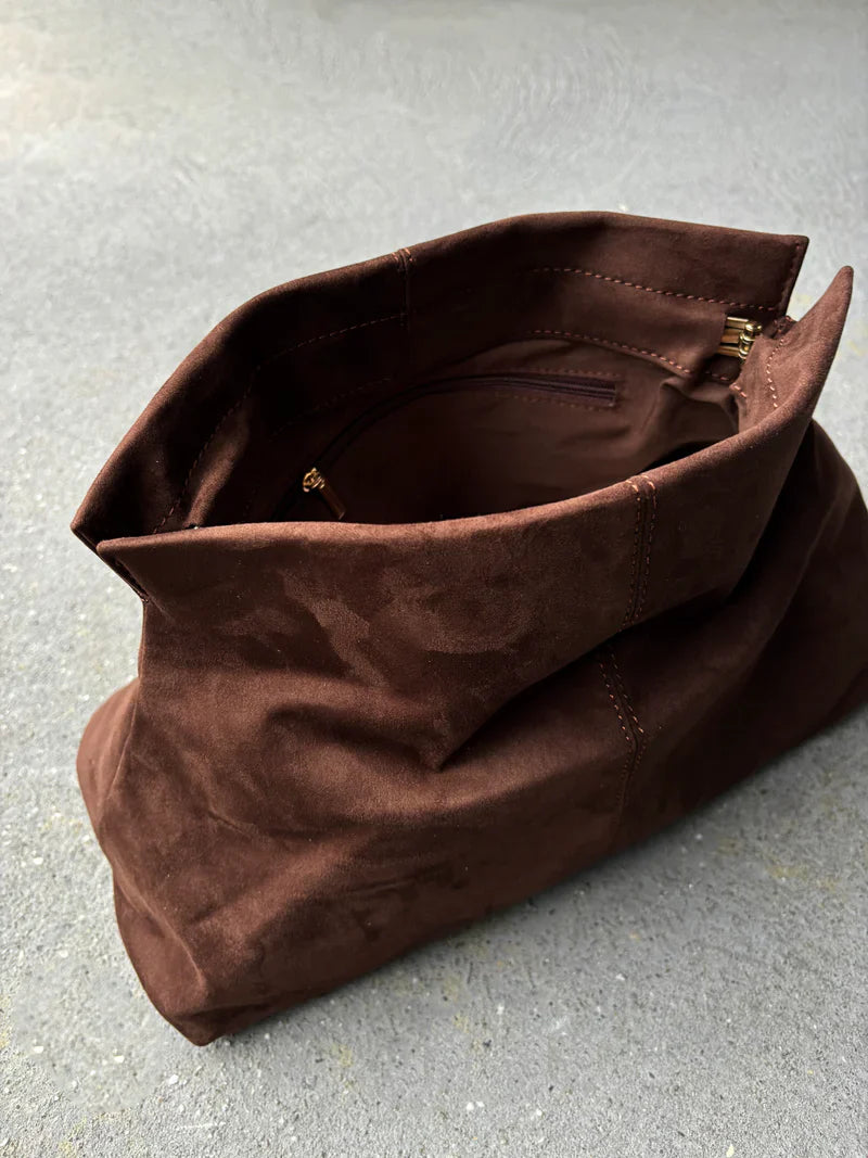 Becca Suede Clutch Bag Brown