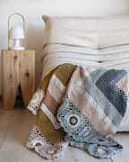 And The Little Dog laughed-Dusty grey and mustard hand crochet blanket