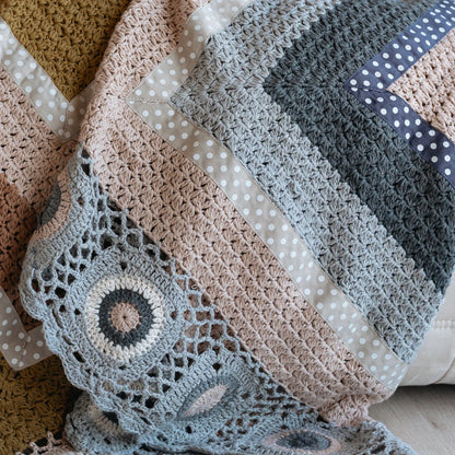 And The Little Dog Laughed- Grey and Cream hand crochet blanket