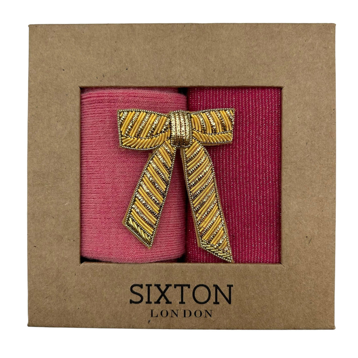 Pink Barcelona & Tokyo sock box duo  with Bow brooch