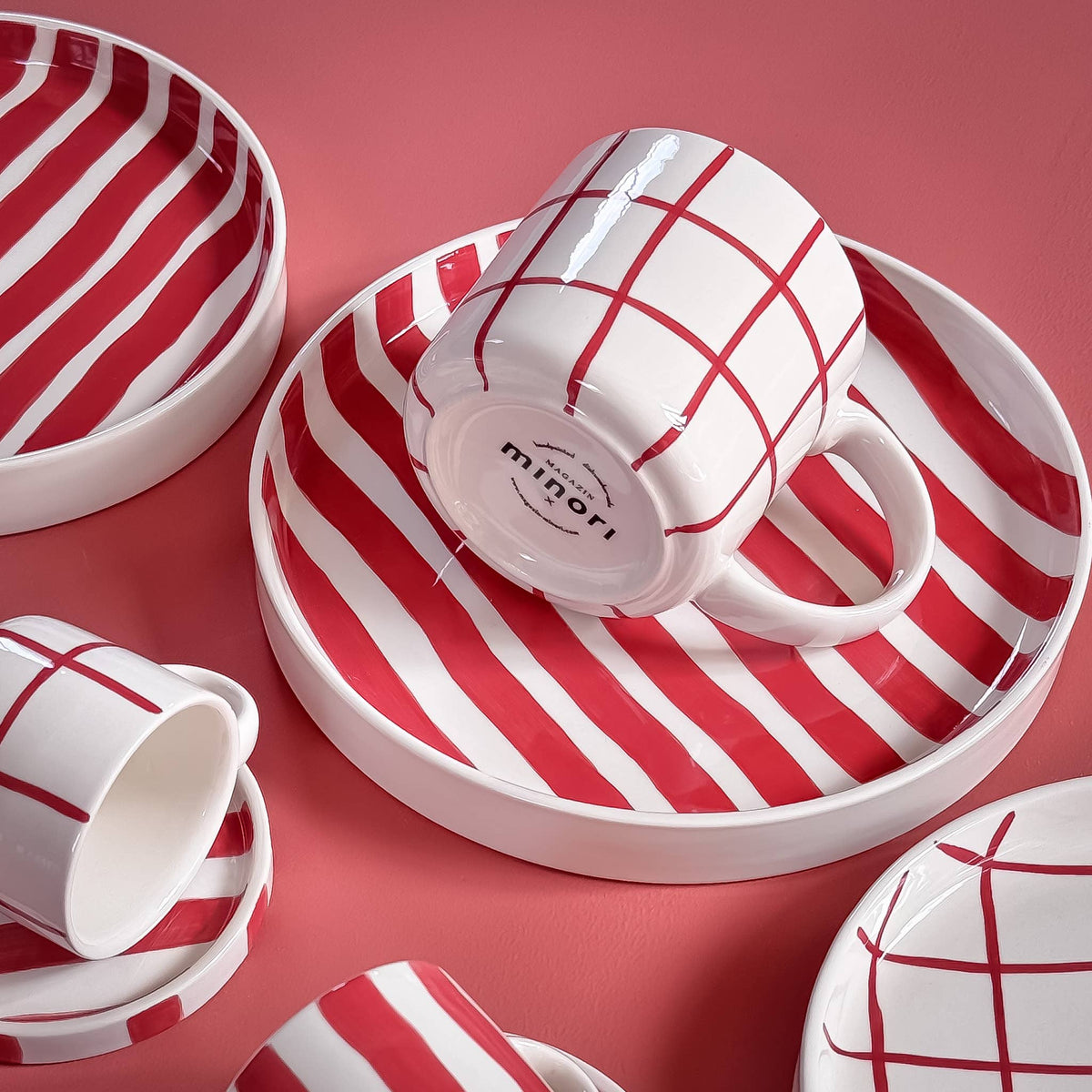 Becher Stripes - tramonto red