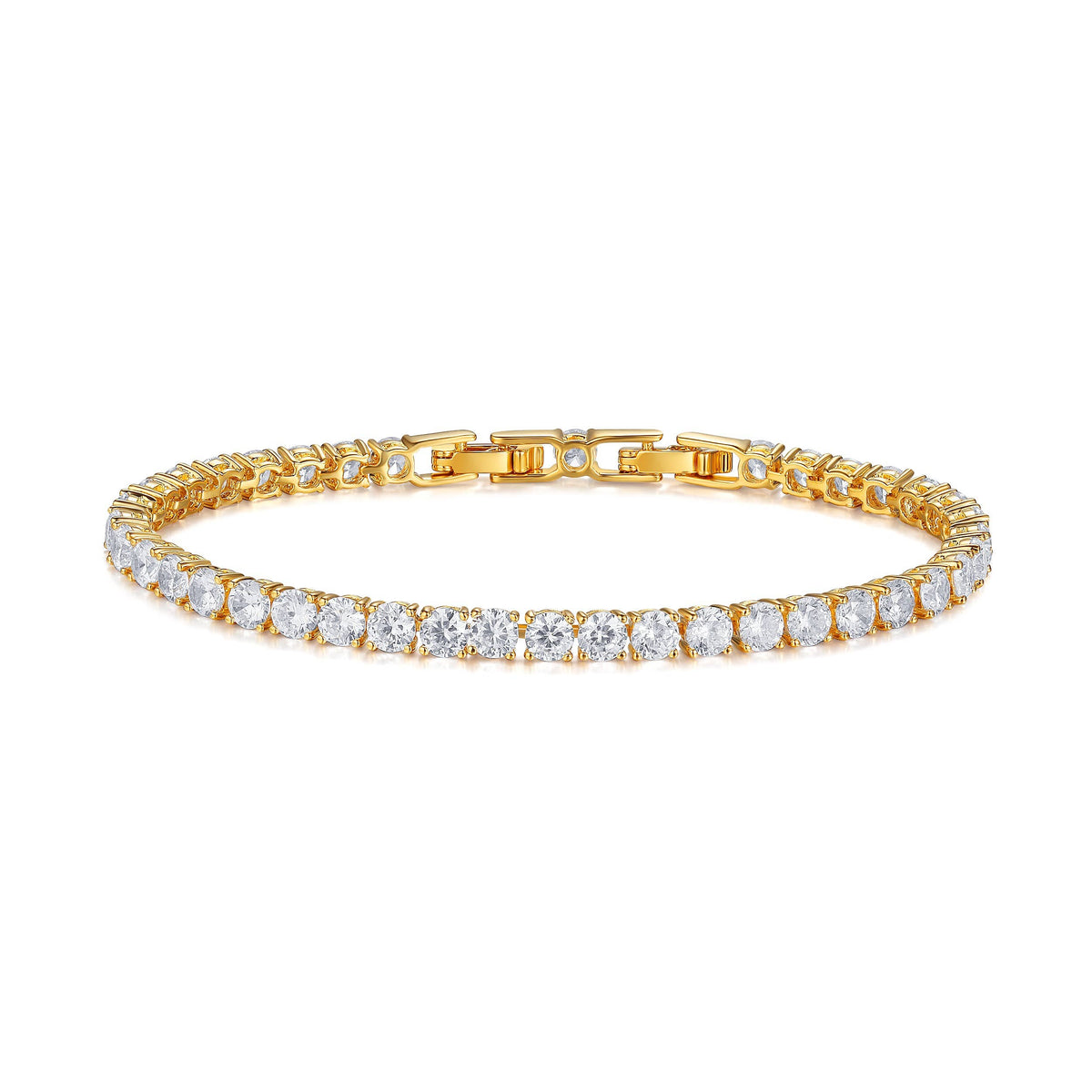 Jazz Tennis Bracelet with 4mm Cubic Zirconia Gol|3-1073-GCLR