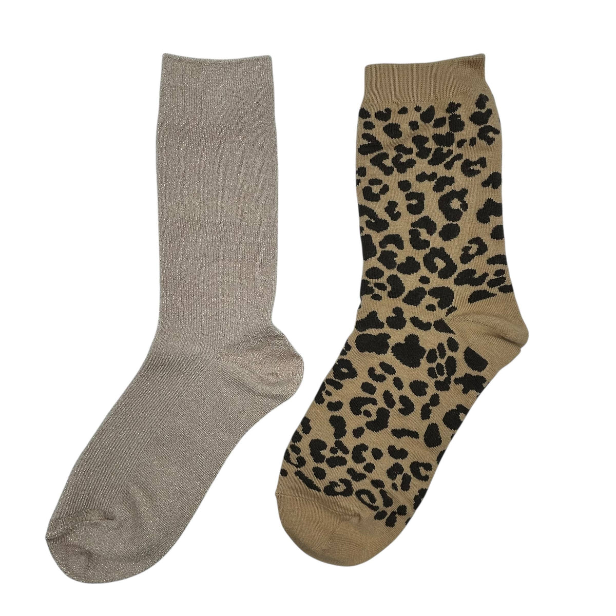 Champagne Vegas & Leopard sock box duo with Croissant pin