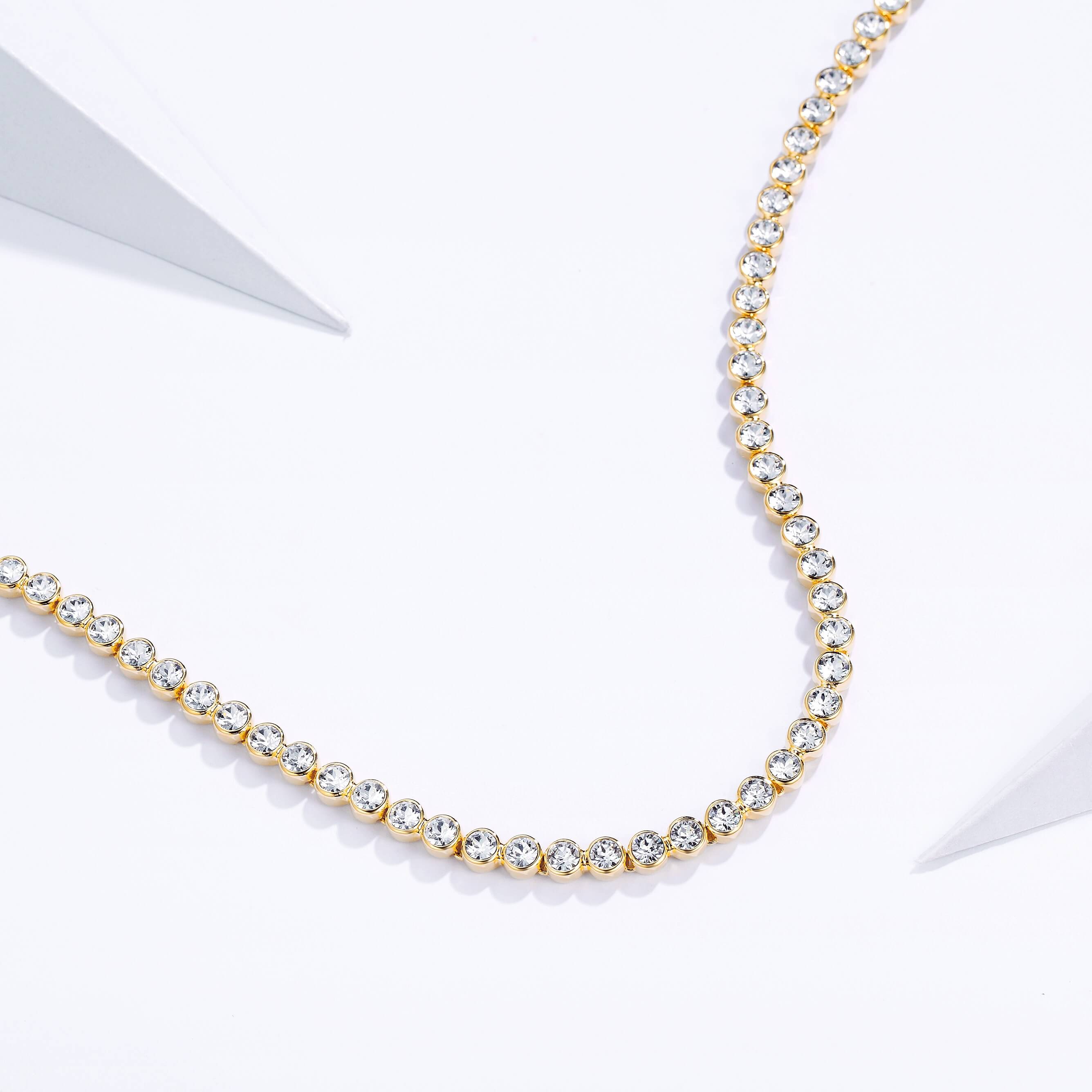 Tennis Necklace with Clear Swarovski Crystals Go|5-1267-GCLR