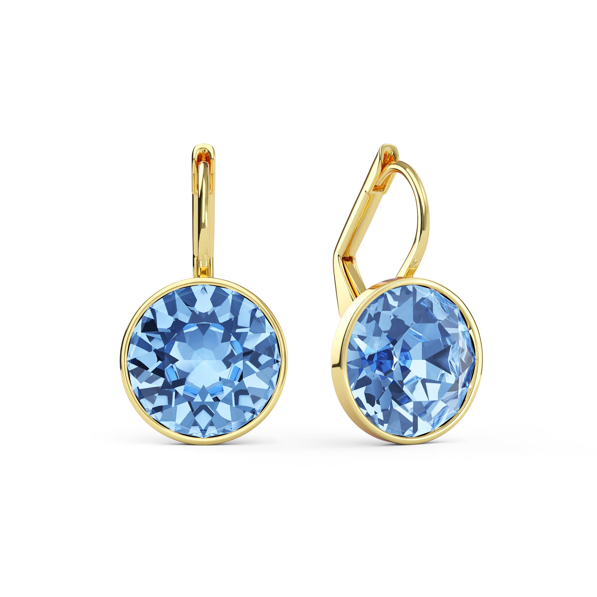 Bella Earrings with 4 Carat Light Sapphire Gold Plated