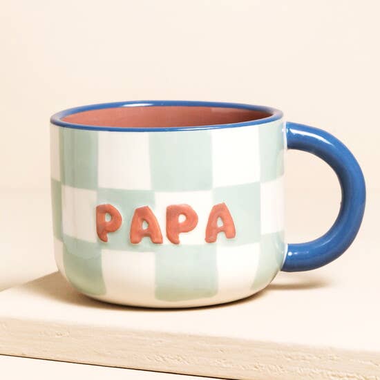 Ceramic Contrast Checkerboard Papa Mug