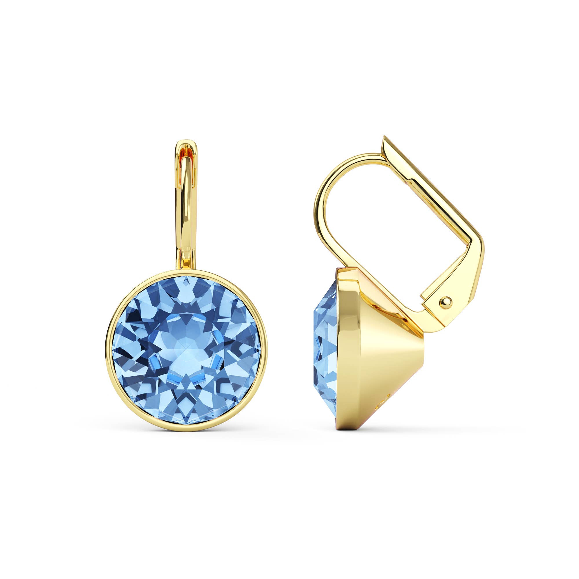 Bella Earrings with 4 Carat Light Sapphire Gold Plated
