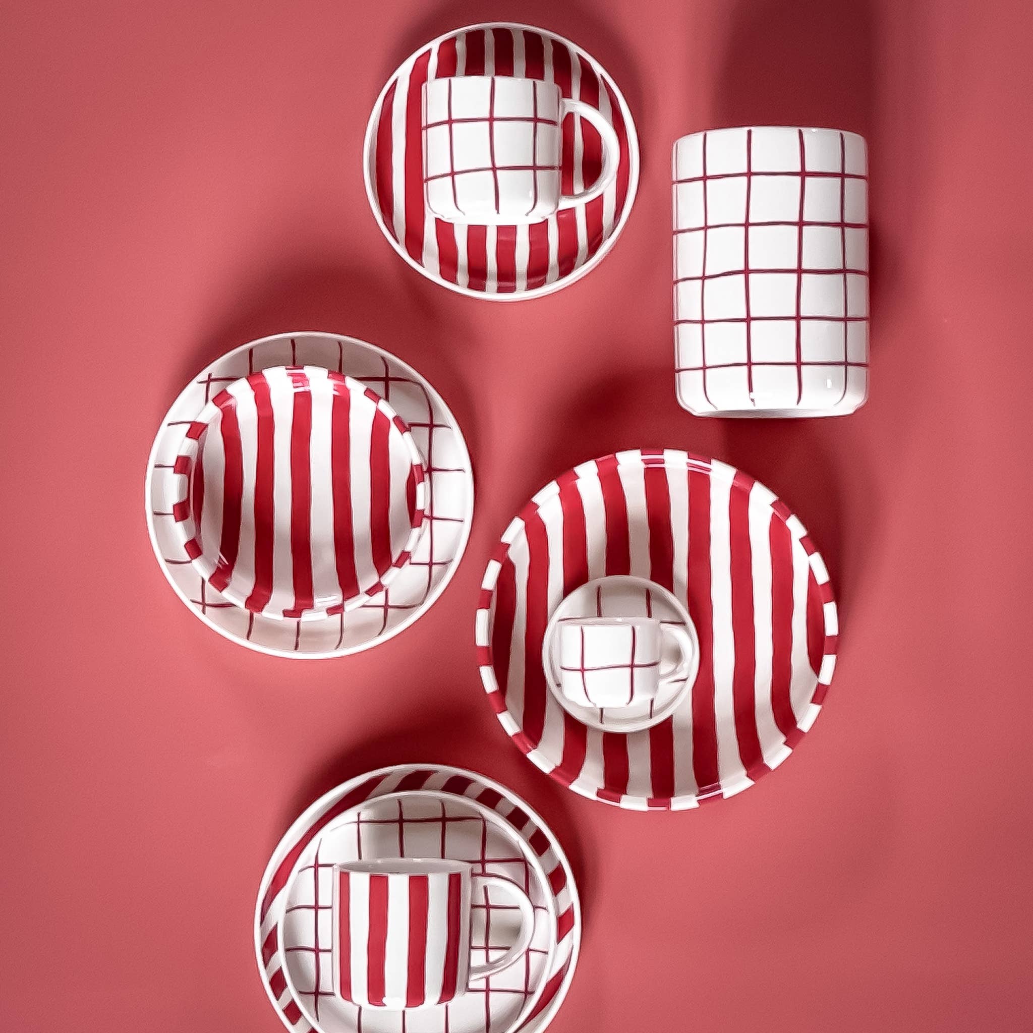 Espresso Stripes - tramonto red (set of 2 - 4 pieces)