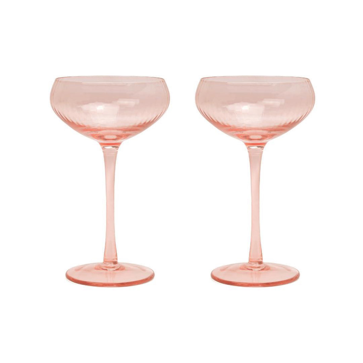 Here ' S How the Lou Coupe Glasses – Set of 2 Vintage Coupe Glasses for Champagne, Martinis & Cocktails, 100% Soda Lime Glass, Colorful Ribbed Glassware, 6oz
