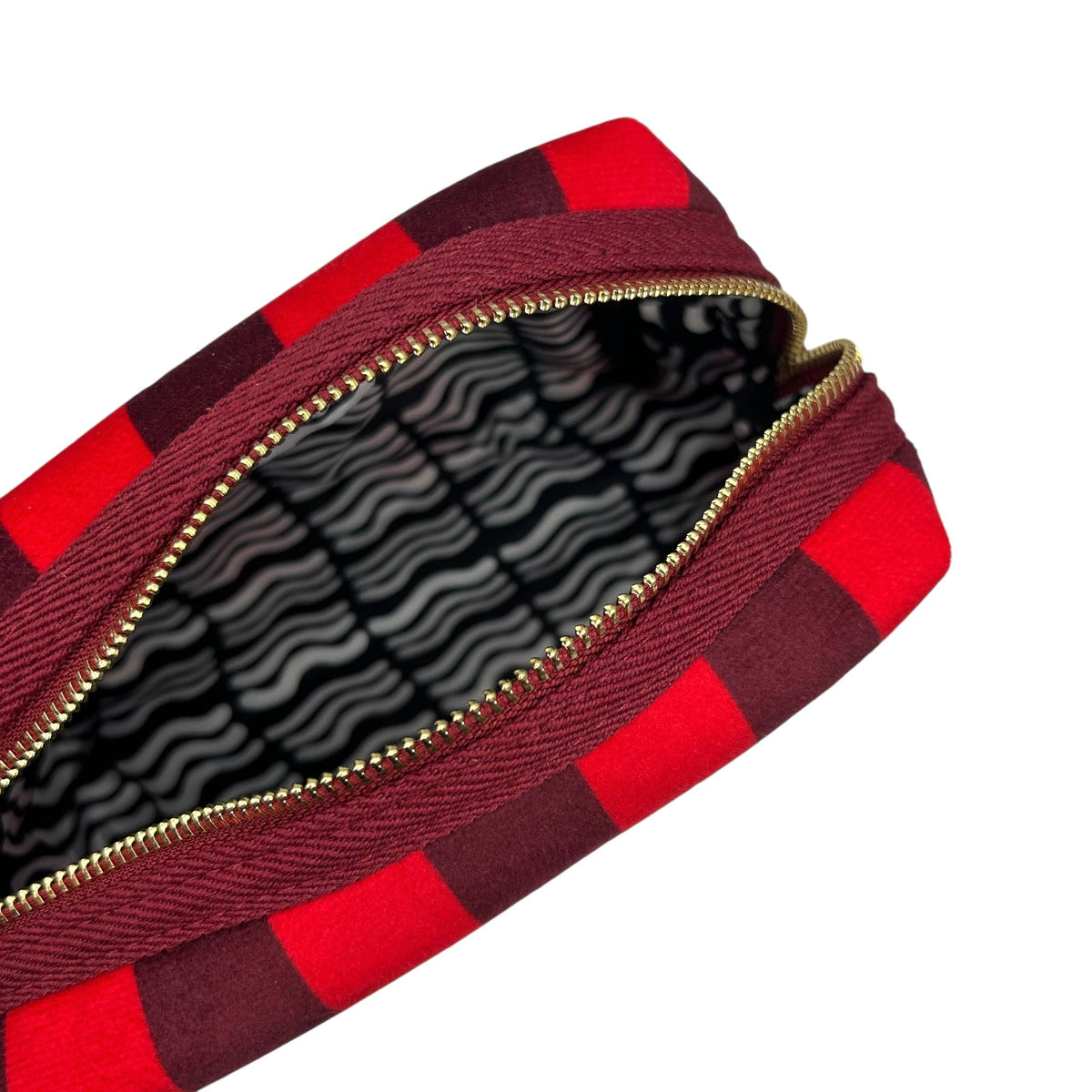 Red stripe makeup bag